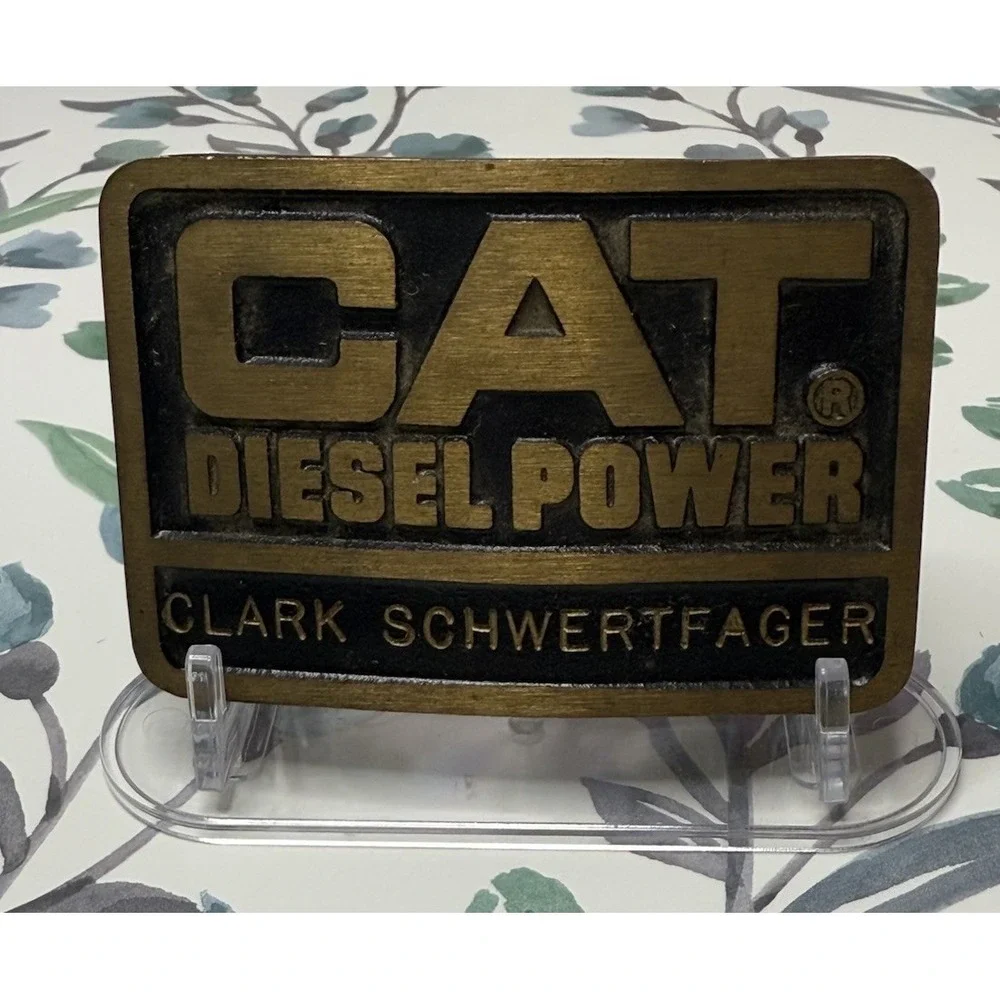 Vintage CAT Diesel Power Belt Buckle Clark Schwertfager Wheeler Mach